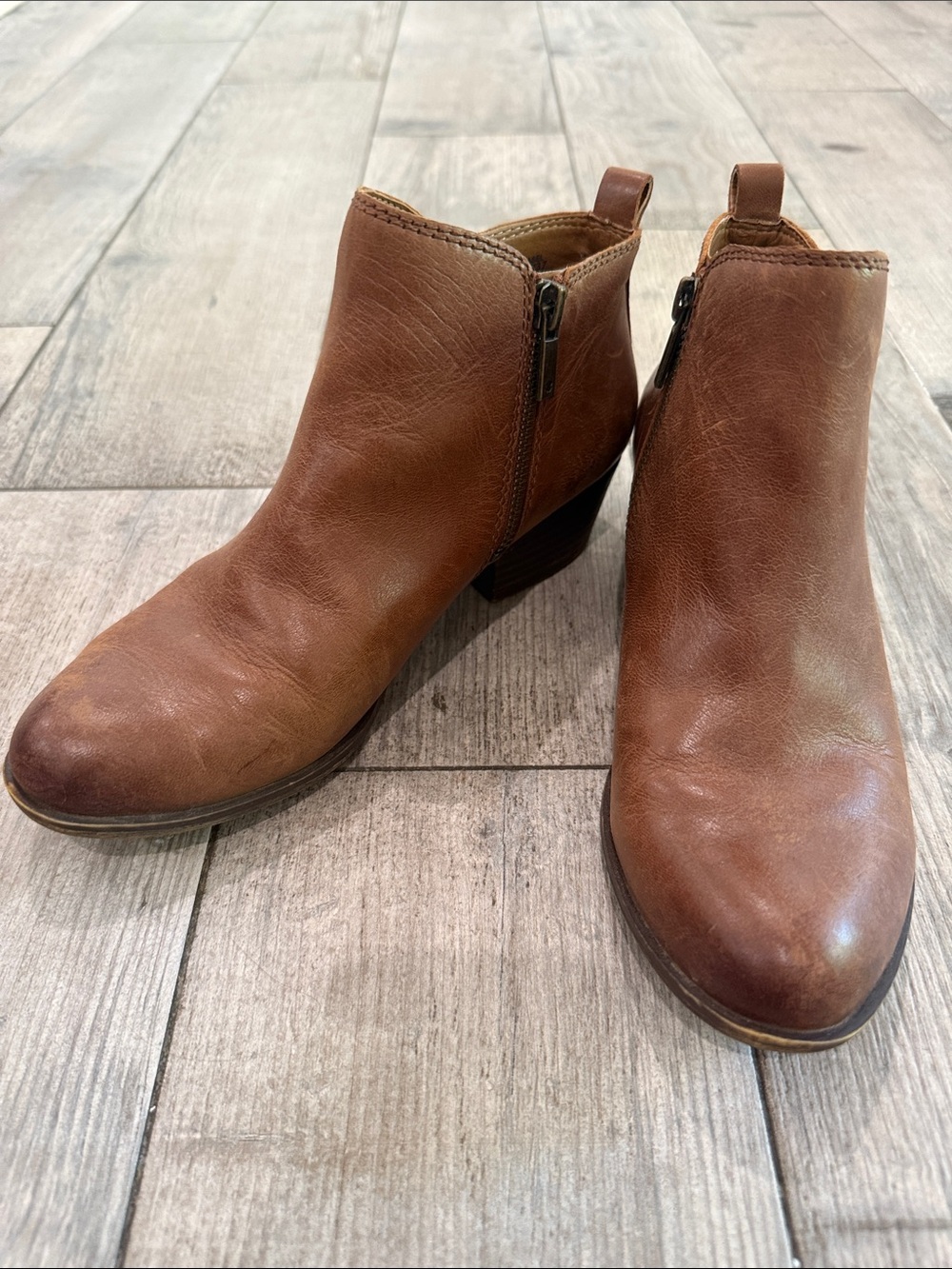 Women’s Brown Leather Ankle Booties with Side Zip